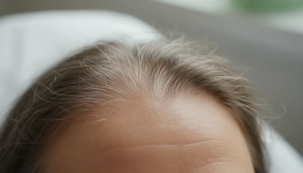 Typical ophiasis alopecia pattern on the scalp