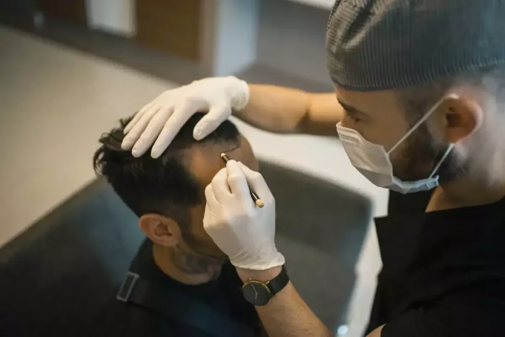 A patient following hair surgery recovery guidelines