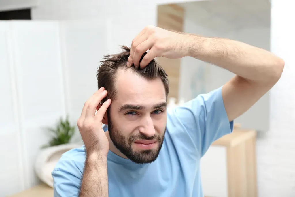 Typical scalp appearance on the 10th day after hair transplant