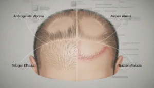 Diagram showing different causes of hair loss
