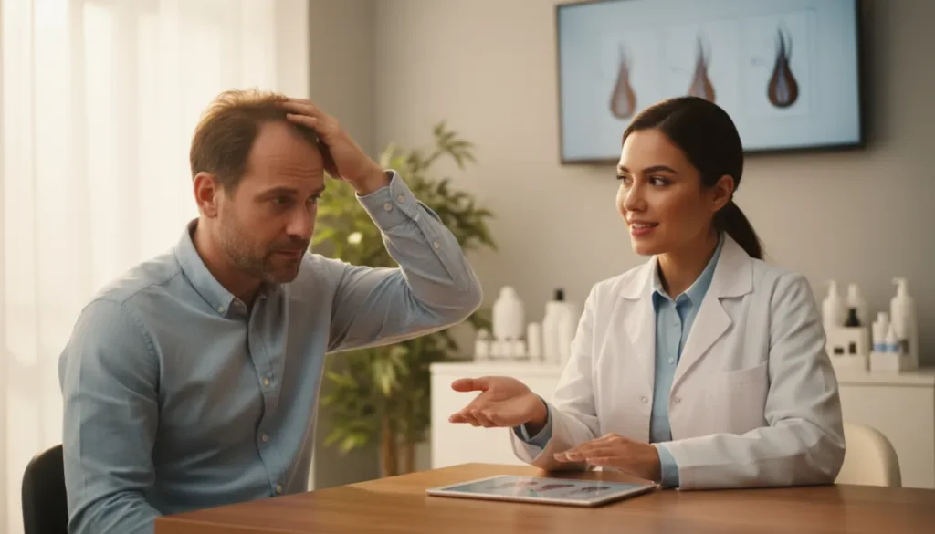 Hair doctor consulting a patient