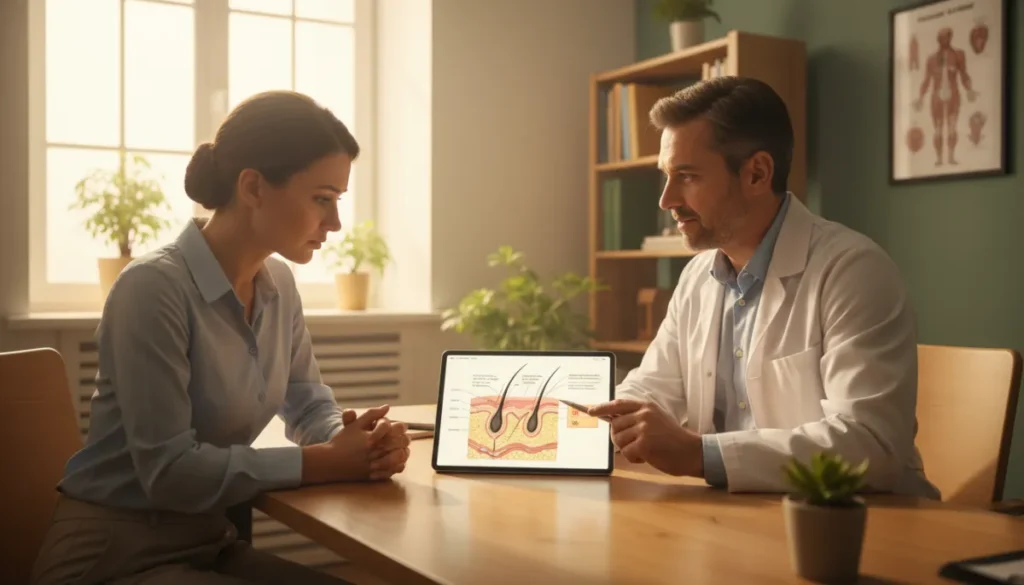 Doctor discussing hair loss with patient