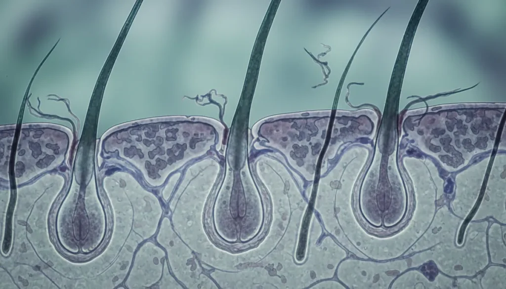 Stress‑induced changes in hair follicles