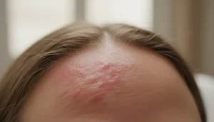 Inflamed scalp showing signs of irritation