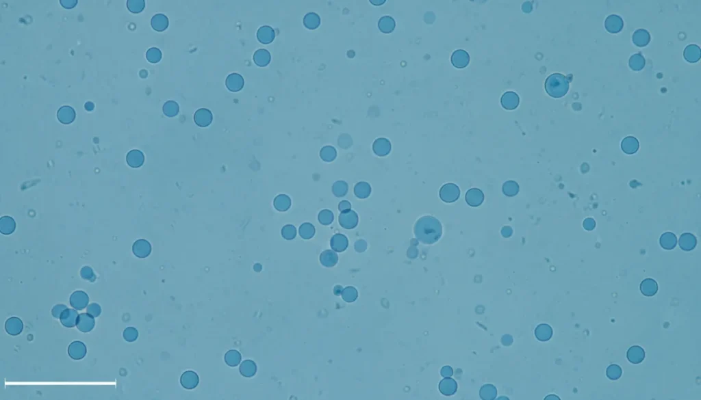 Close‑up of exosomes under a microscope