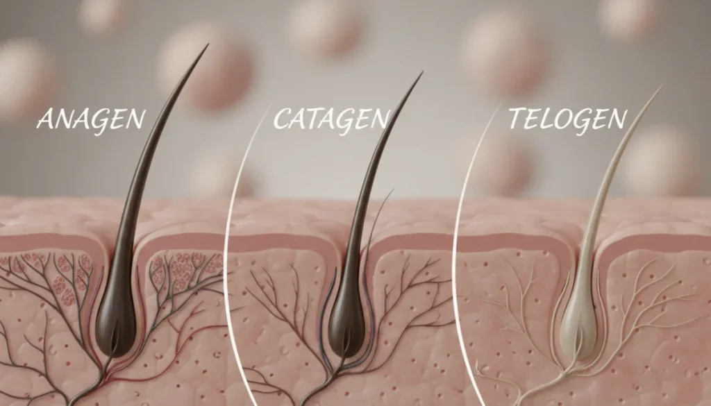 Hair growth cycle illustrating telogen effluvium