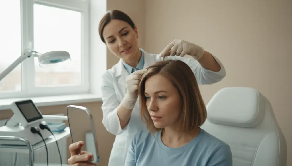 Professional evaluation of a female receding hairline