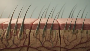 Hair growth cycle showing anagen, catagen, and telogen phases