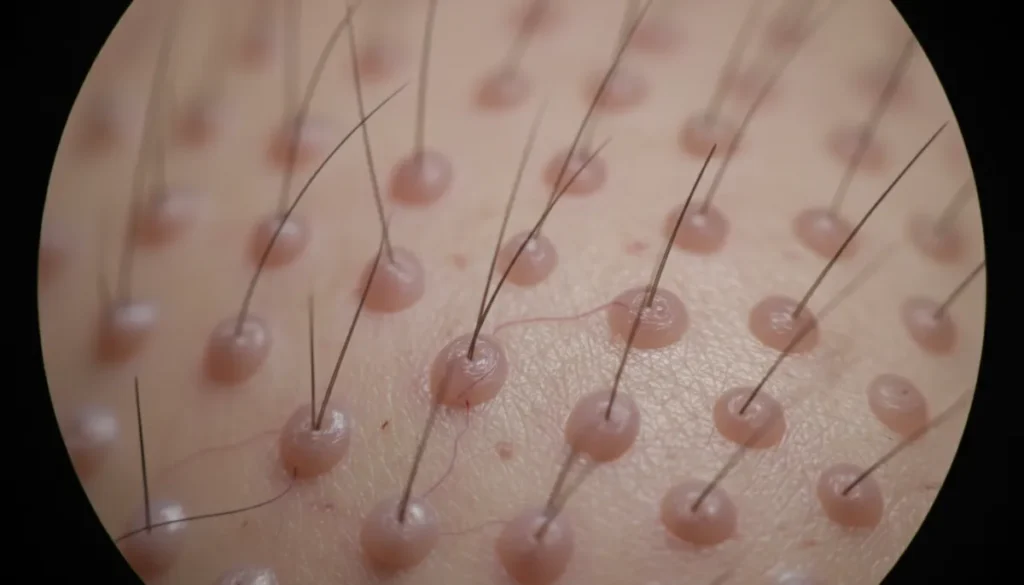 Microscopic view of healthy transplanted follicles
