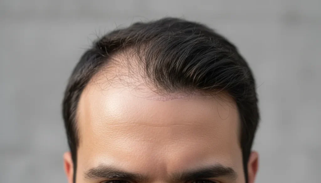 Before and after a professional hairline restoration
