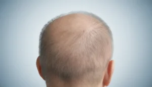 Typical pattern of hair thinning behind ears