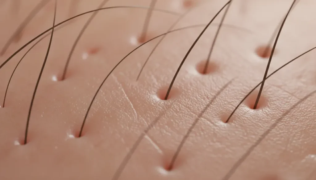 Healthy hair follicles under optimal hormonal balance
