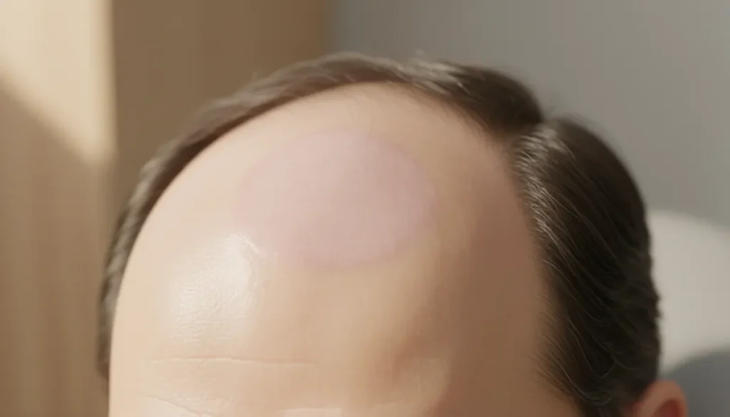Alopecia areata presenting as a smooth bald patch