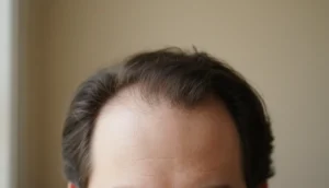 Typical pattern of androgenetic alopecia on a male scalp