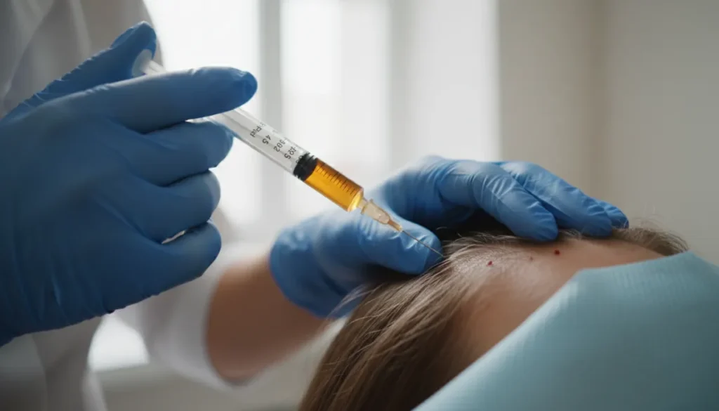 A specialist performing a scalp injection for hair restoration