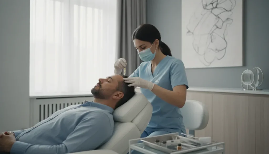 PRP injection session at a clinic