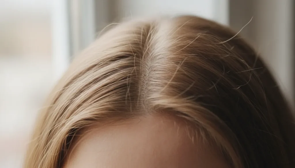 Early signs of hair thinning on the scalp