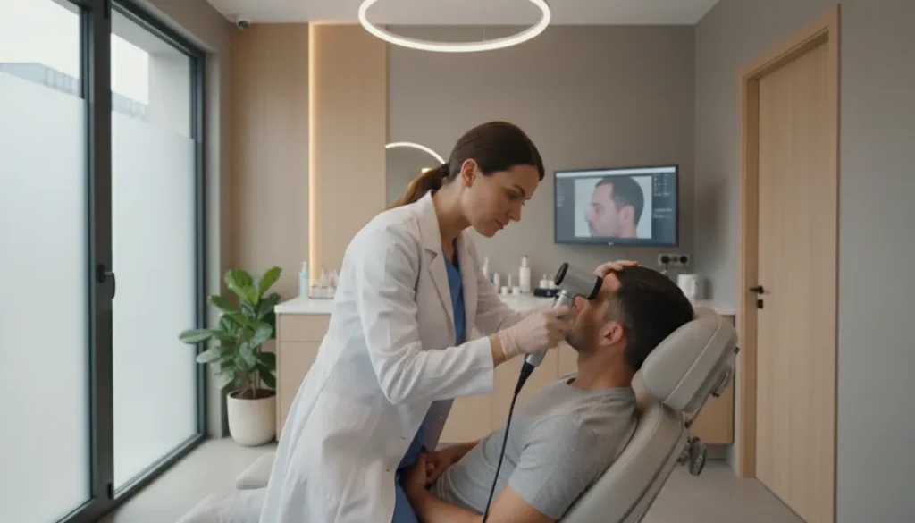 A professional hair restoration consultation in progress