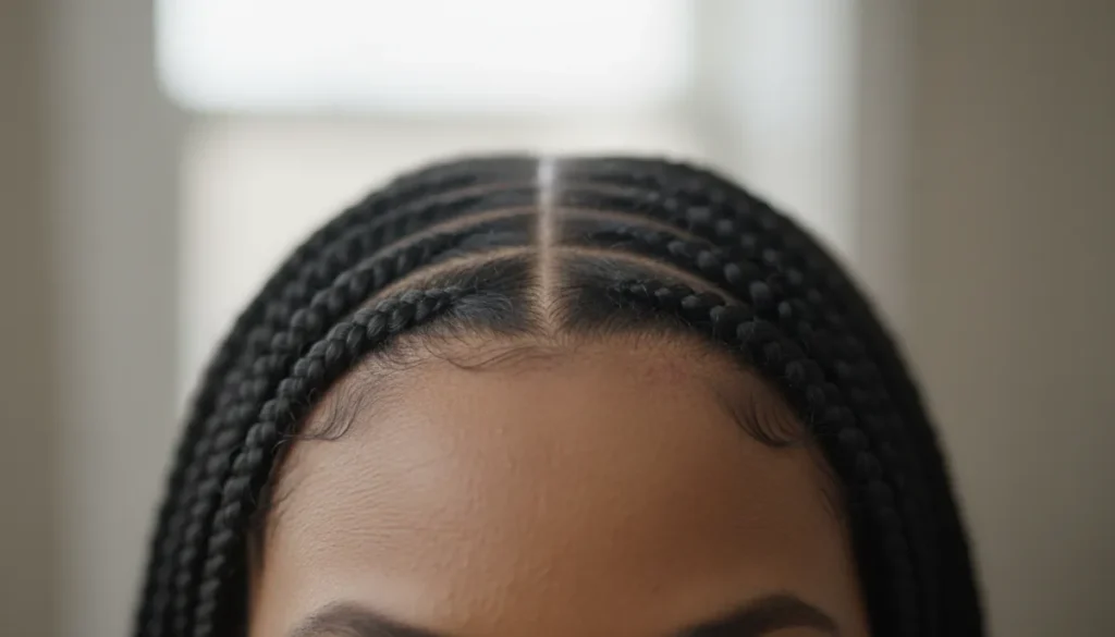 Early signs of traction alopecia along the hairline