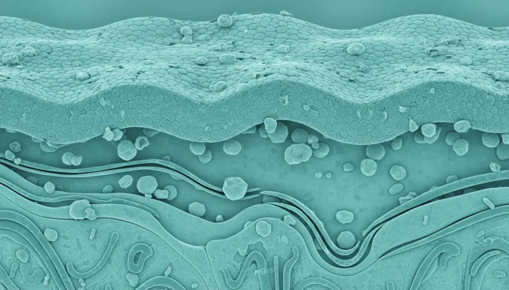 Microscopic view of skin cell turnover