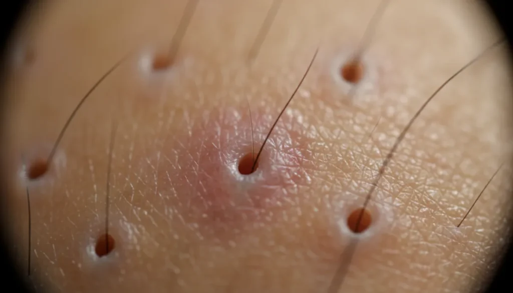 Microscopic view of a hair follicle affected by DHT