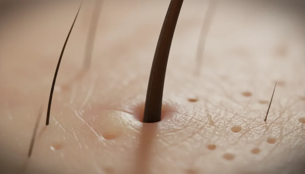 Healthy hair follicle under magnification