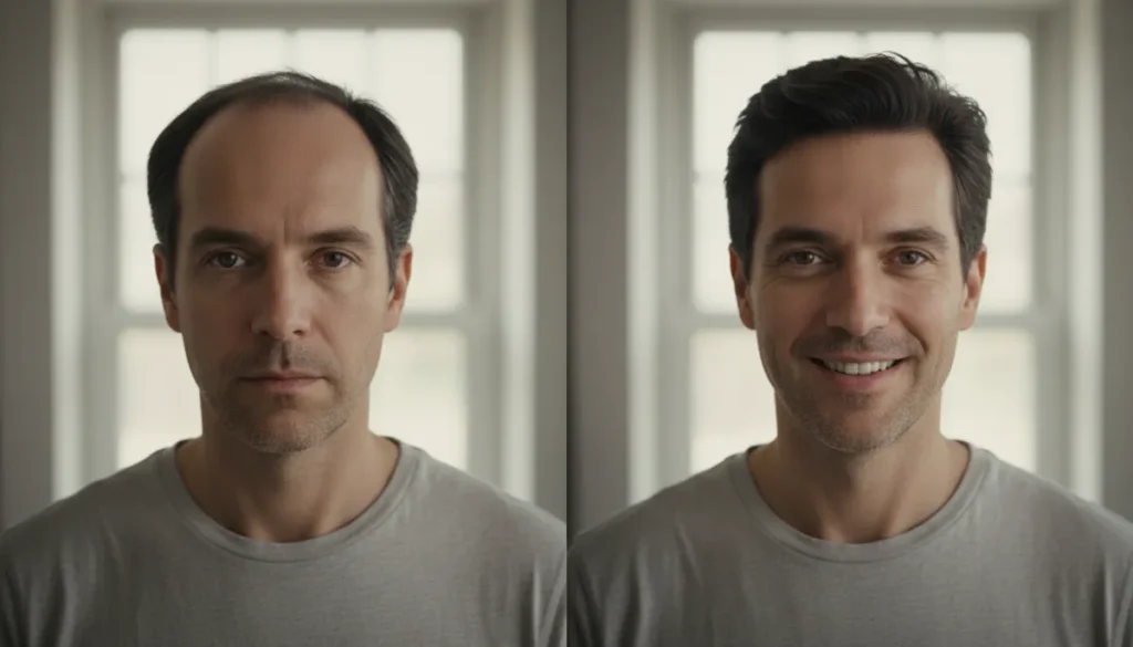 Transformation of a receding hairline after treatment