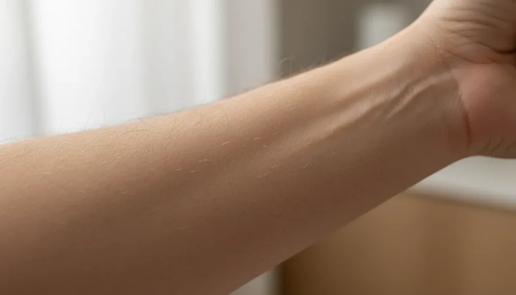Visible thinning of arm hair due to various causes