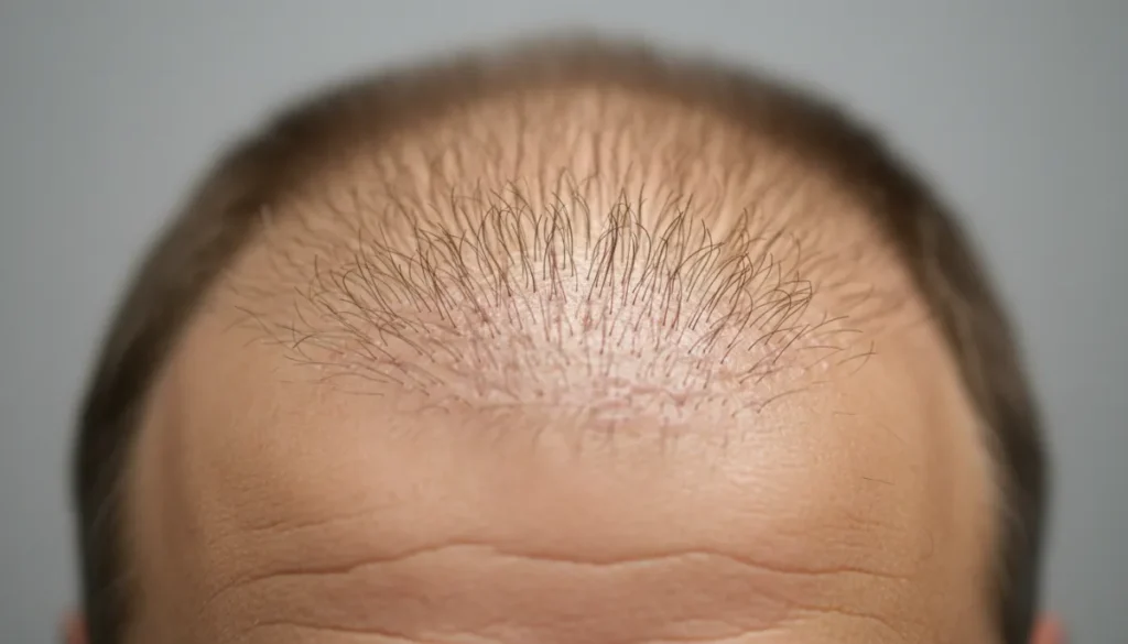 Three‑month post‑procedure scalp showing early hair growth