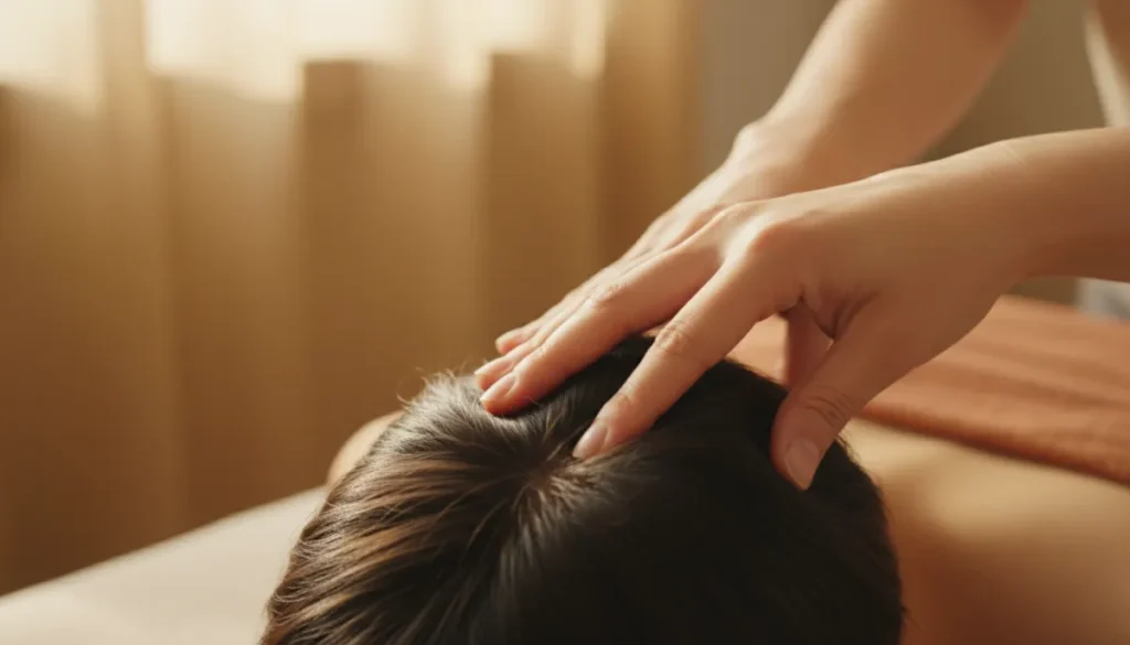 Professional scalp massage promoting blood flow