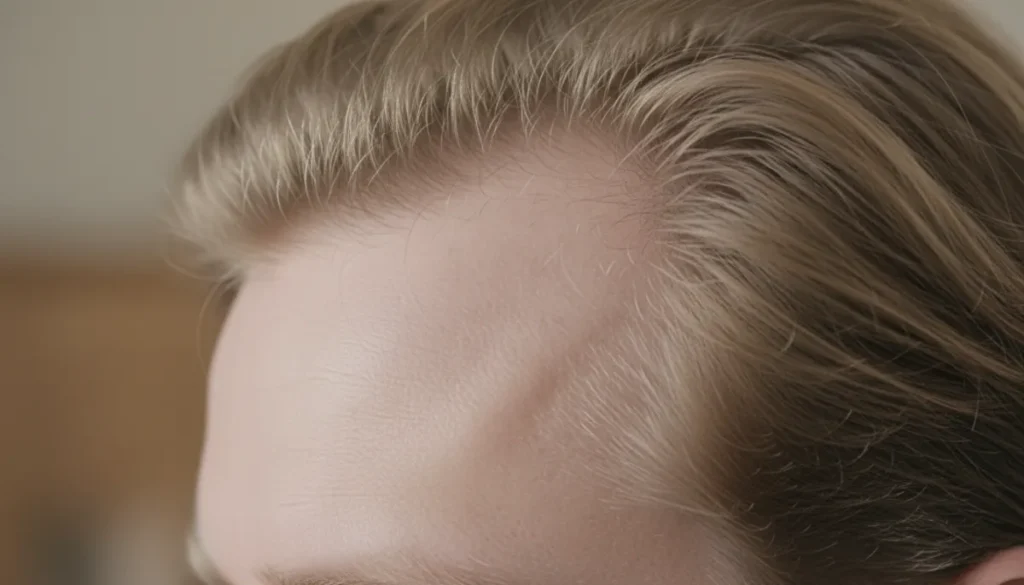 Microscopic view of thinning hair follicles