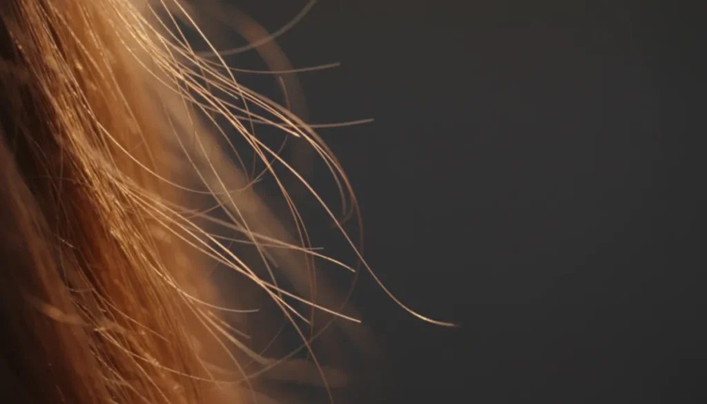 Fine hair strands showing reduced diameter