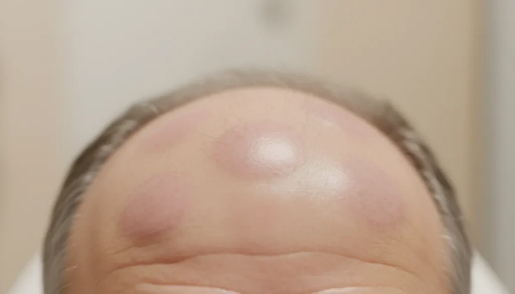 Typical alopecia patch on the scalp