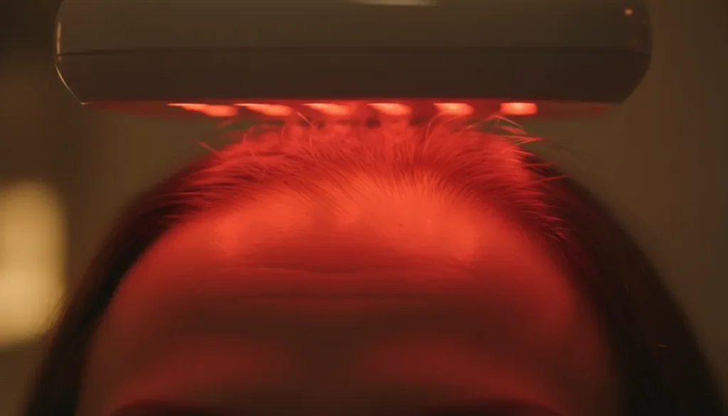 Red light therapy stimulating hair follicles