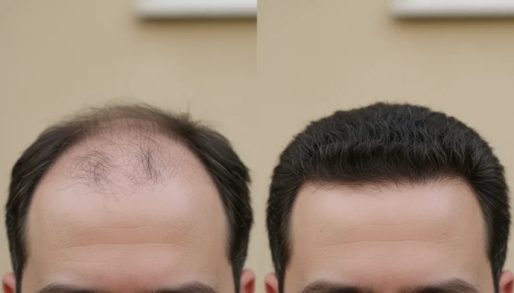 Before and after hairline improvement