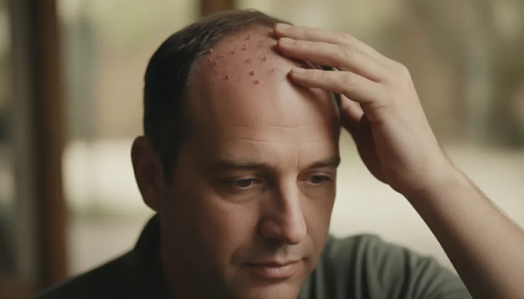 Healing progress after a hair transplant