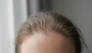 Diffuse alopecia presents as uniform thinning across the scalp.